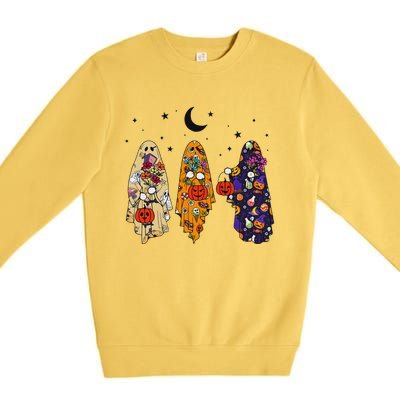 Groovy Boo Ghost Squad Halloween Autumn Art Premium Crewneck Sweatshirt