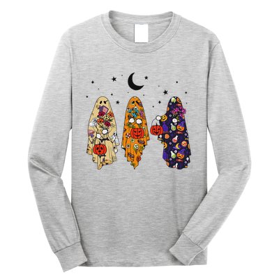 Groovy Boo Ghost Squad Halloween Autumn Art Long Sleeve Shirt