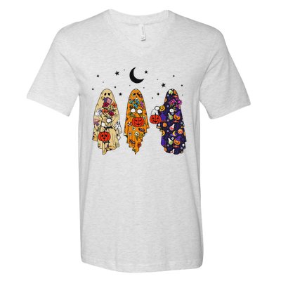 Groovy Boo Ghost Squad Halloween Autumn Art V-Neck T-Shirt