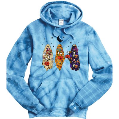 Groovy Boo Ghost Squad Halloween Autumn Art Tie Dye Hoodie