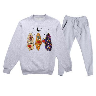 Groovy Boo Ghost Squad Halloween Autumn Art Premium Crewneck Sweatsuit Set