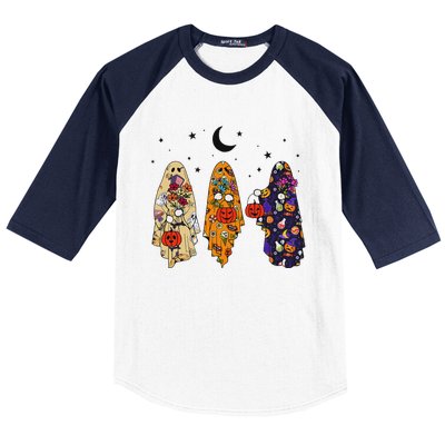 Groovy Boo Ghost Squad Halloween Autumn Art Baseball Sleeve Shirt