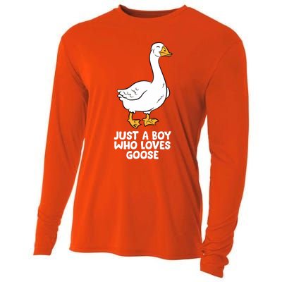 Goose Boy Gift Just A Boy Who Loves Goose Cooling Performance Long Sleeve Crew