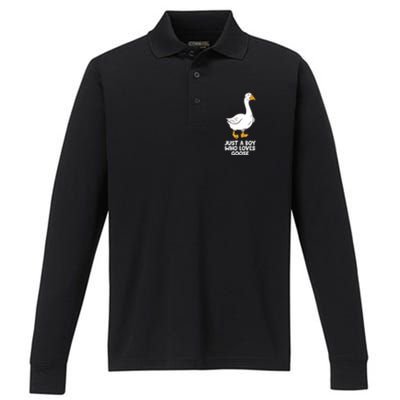 Goose Boy Gift Just A Boy Who Loves Goose Performance Long Sleeve Polo