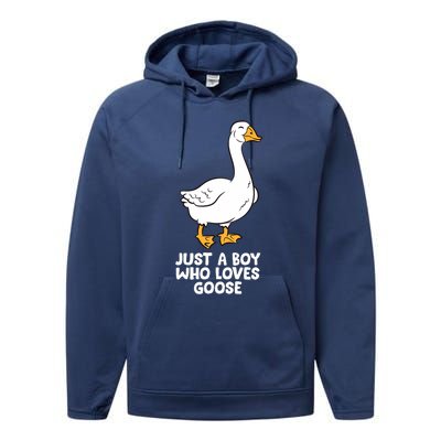 Goose Boy Gift Just A Boy Who Loves Goose Performance Fleece Hoodie