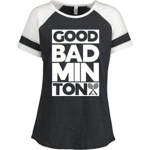 Goodminton Badminton Graphic Badminton Player Shuttlecock Great Gift Enza Ladies Jersey Colorblock Tee