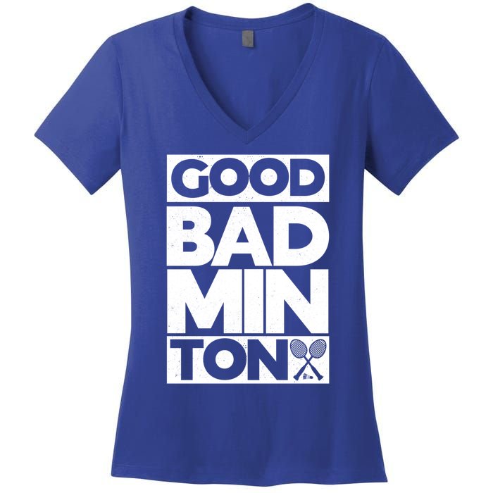 Goodminton Badminton Graphic Badminton Player Shuttlecock Great Gift Women's V-Neck T-Shirt