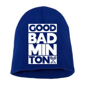 Goodminton Badminton Graphic Badminton Player Shuttlecock Great Gift Short Acrylic Beanie