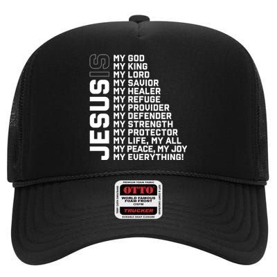 God Believer Gift Jesus Christian Lord Jesus Definition High Crown Mesh Back Trucker Hat