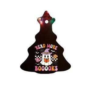 Groovy Booooks Ghost Read More Books Funny Teacher Halloween Ceramic Tree Ornament