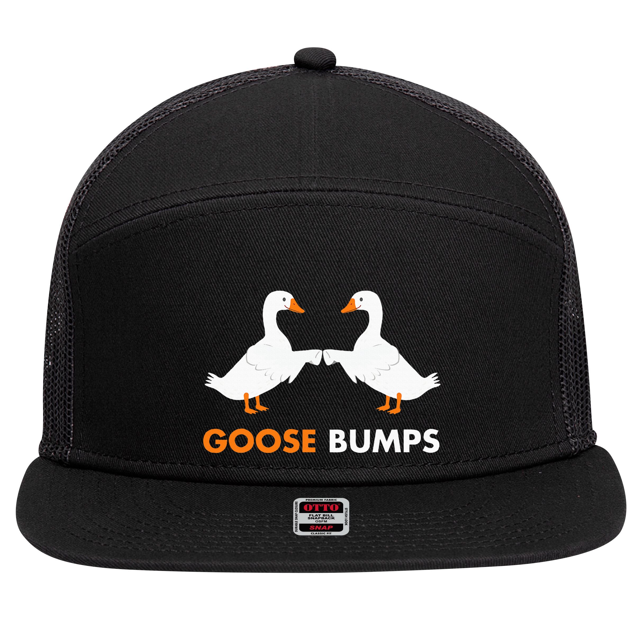 Goose Bumps Goosebumps Funny Geese Fist Bump Pun 7 Panel Mesh Trucker Snapback Hat