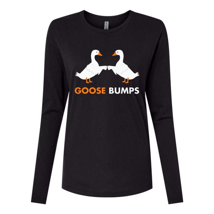 Goose Bumps Goosebumps Funny Geese Fist Bump Pun Womens Cotton Relaxed Long Sleeve T-Shirt