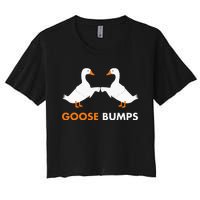 Goose Bumps Goosebumps Funny Geese Fist Bump Pun Women's Crop Top Tee