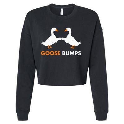 Goose Bumps Goosebumps Funny Geese Fist Bump Pun Cropped Pullover Crew