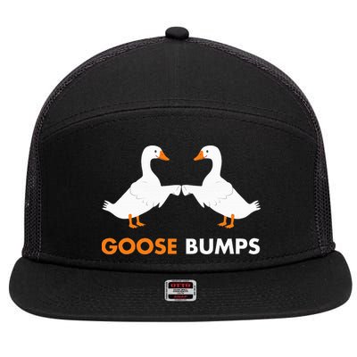 Goose Bumps Goosebumps Funny Geese Fist Bump Pun 7 Panel Mesh Trucker Snapback Hat