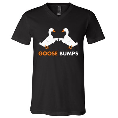 Goose Bumps Goosebumps Funny Geese Fist Bump Pun V-Neck T-Shirt