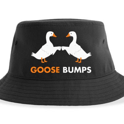 Goose Bumps Goosebumps Funny Geese Fist Bump Pun Sustainable Bucket Hat