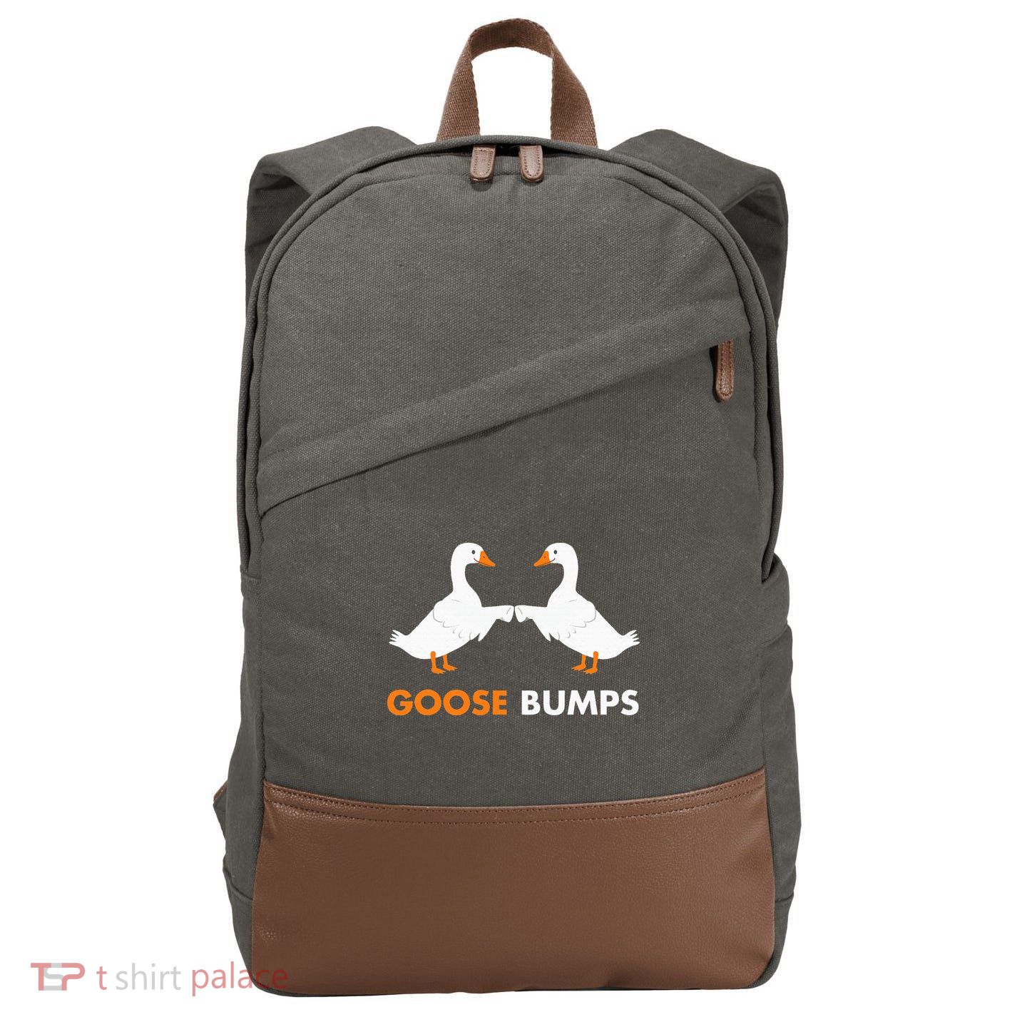 Goose Bumps Goosebumps Funny Geese Fist Bump Pun Cotton Canvas Backpack