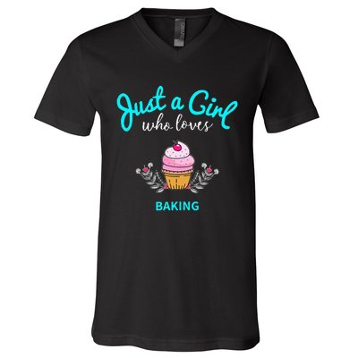 Girl Baking V-Neck T-Shirt