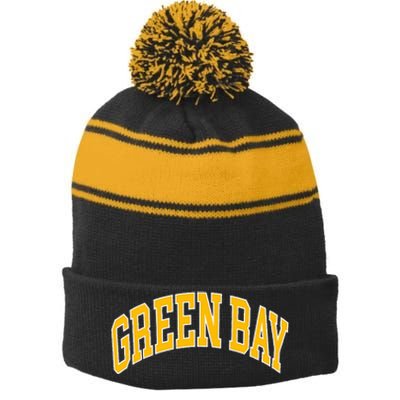 Green Bay Stripe Pom Pom Beanie