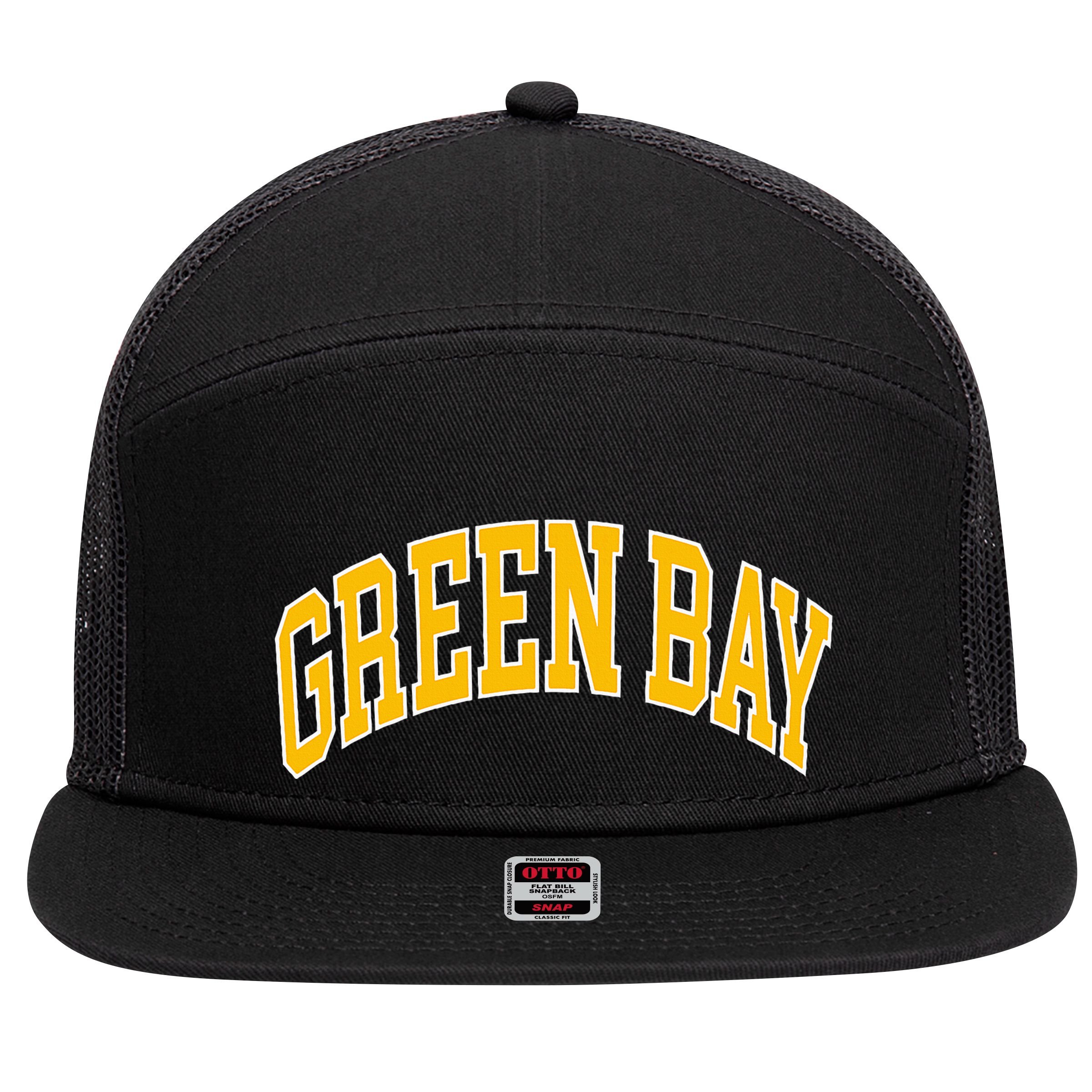 Green Bay 7 Panel Mesh Trucker Snapback Hat