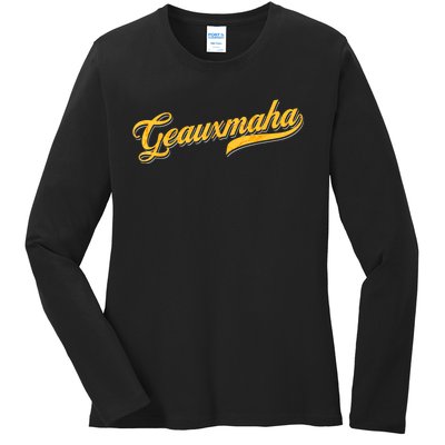 Geauxmaha Baseball Ladies Long Sleeve Shirt