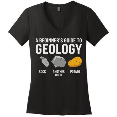 Geology BeginnerS Guide Funny Potato Rock Collector Women's V-Neck T-Shirt