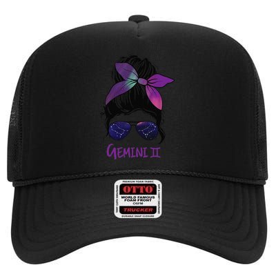 Gemini Birthday Gemini woman Zodiac Constellation High Crown Mesh Back Trucker Hat