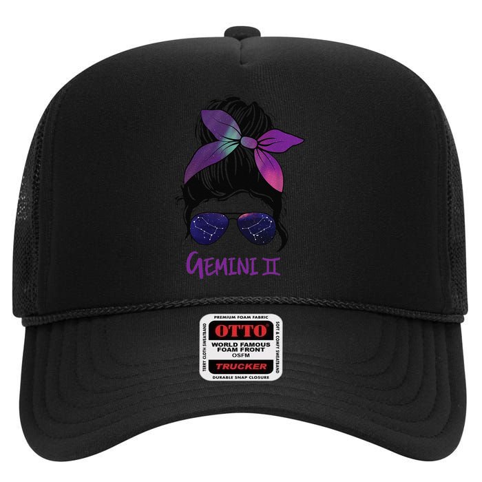 Gemini Birthday Gemini woman Zodiac Constellation High Crown Mesh Back Trucker Hat