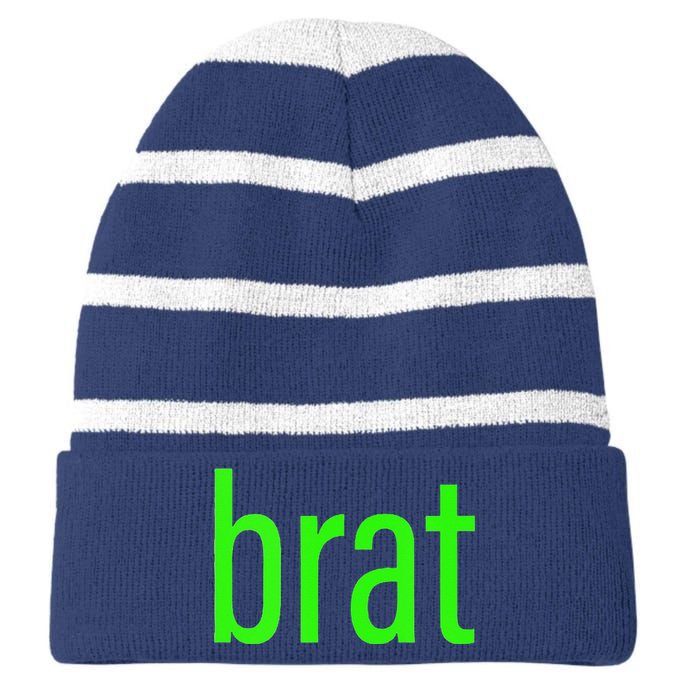 Green Brat Striped Beanie with Solid Band