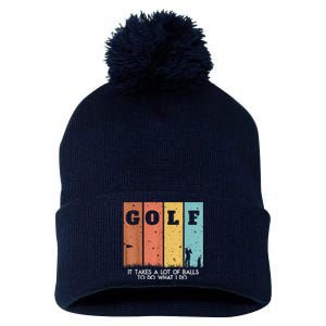 Golf Ball Hammock Pom Pom 12in Knit Beanie