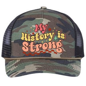 Groovy Black History Month My History Is Strong Retro Rope Trucker Hat Cap