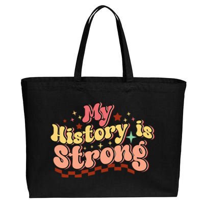 Groovy Black History Month My History Is Strong Cotton Canvas Jumbo Tote