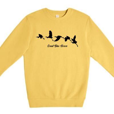 Great Blue Heron Flying Bird Watching Wildlife Conservation Gift Premium Crewneck Sweatshirt