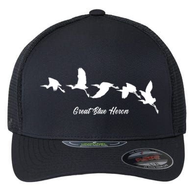 Great Blue Heron Flying Bird Watching Wildlife Conservation Gift Flexfit Unipanel Trucker Cap