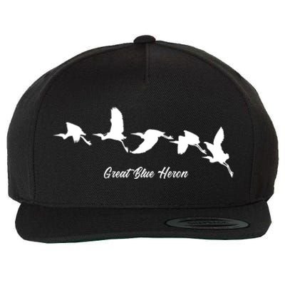 Great Blue Heron Flying Bird Watching Wildlife Conservation Gift Wool Snapback Cap