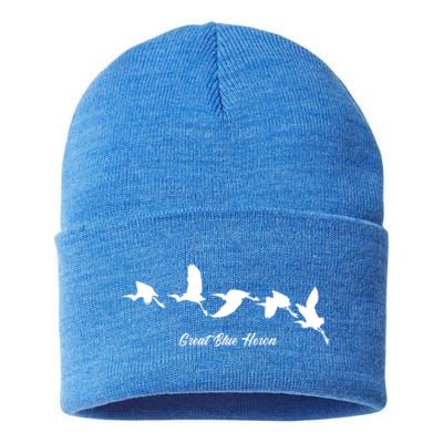 Great Blue Heron Flying Bird Watching Wildlife Conservation Gift Sustainable Knit Beanie