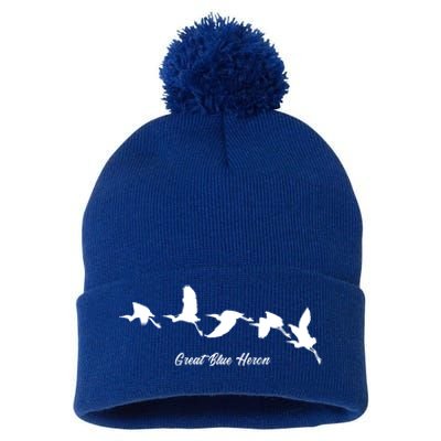 Great Blue Heron Flying Bird Watching Wildlife Conservation Gift Pom Pom 12in Knit Beanie