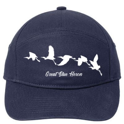 Great Blue Heron Flying Bird Watching Wildlife Conservation Gift 7-Panel Snapback Hat