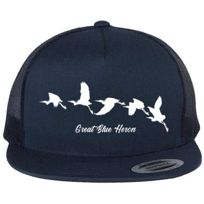 Great Blue Heron Flying Bird Watching Wildlife Conservation Gift Flat Bill Trucker Hat