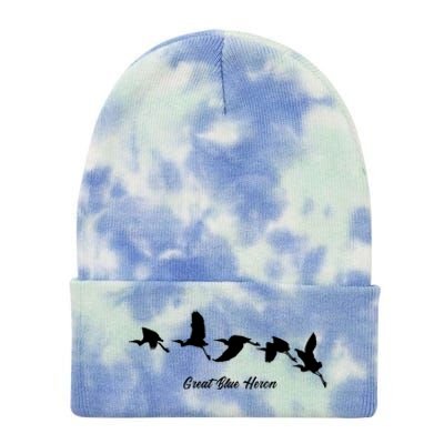 Great Blue Heron Flying Bird Watching Wildlife Conservation Gift Tie Dye 12in Knit Beanie