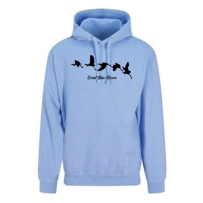 Great Blue Heron Flying Bird Watching Wildlife Conservation Gift Unisex Surf Hoodie