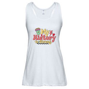 Groovy Black History Month Coffee My History Is Strong Ladies Essential Flowy Tank