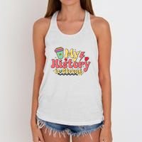 Groovy Black History Month Coffee My History Is Strong Women's Knotted Racerback Tank