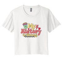 Groovy Black History Month Coffee My History Is Strong Women's Crop Top Tee