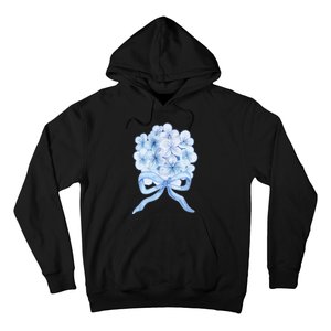 Grandmillennial Blue Hydrangea Bow Hoodie