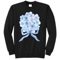 Grandmillennial Blue Hydrangea Bow Sweatshirt