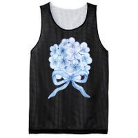 Grandmillennial Blue Hydrangea Bow Mesh Reversible Basketball Jersey Tank