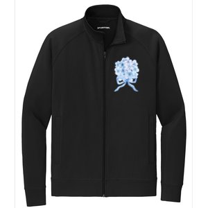 Grandmillennial Blue Hydrangea Bow Stretch Full-Zip Cadet Jacket