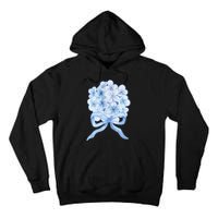 Grandmillennial Blue Hydrangea Bow Tall Hoodie